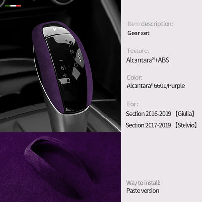 Car Center Console Gear Shift Head Knob Cover Trim Alcantara Suede F For Alfa Romeo Giulia Stelvio Refit Car Accessories