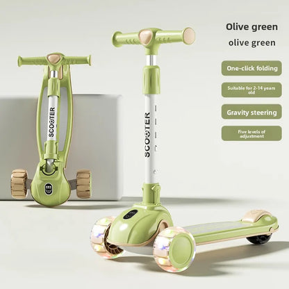 3 Wheel Kids Scooter Foldable Toddler Ride On Toy Flashing Wheels Scooter Suitable for helping children develop their balance