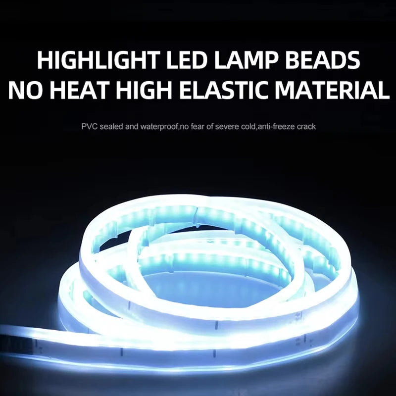 12V Car Daytime Running Light DRL With Turn Signal Lamp New LED Car Hood Decorative Light Strip Start Scan Dynamic Ambient Light