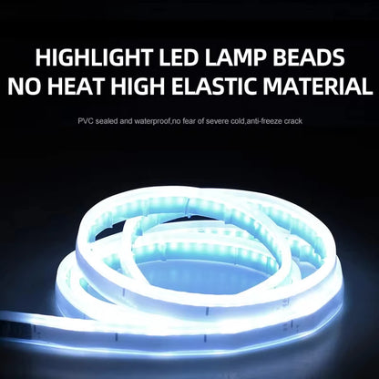 12V Car Daytime Running Light DRL With Turn Signal Lamp New LED Car Hood Decorative Light Strip Start Scan Dynamic Ambient Light