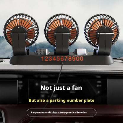 Car Fan 3 Head USB Electric Fan 360° Adjustable 2 Speed Silent Cooling Fan for Car Home Office Desk Automotive Air Circulator