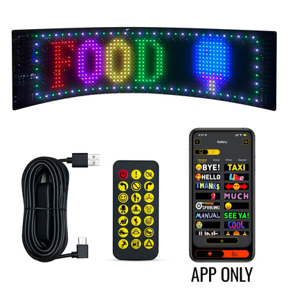 LED Sign for Car,Scrolling LED Sign,Flexible LED RGB Color Sign,Bluetooth APP,DIY Design Animations,Text, Graffiti