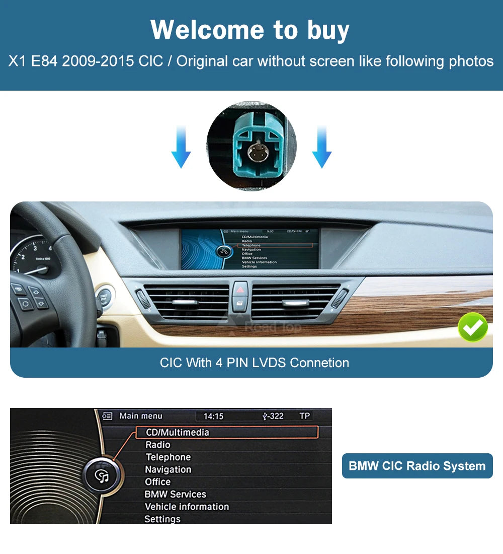 1920*720 Linux Touch Screen Wireless Carplay Android Auto Car Multimedia Player Display For BMW X1 E84 2009-2015 CIC