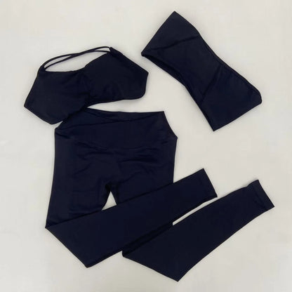 3 Pieces Women's High Stretch Gym Sportswear Shrug Sports Bra Shorts Set Comfortable Workout Yoga Active Wear Outfit