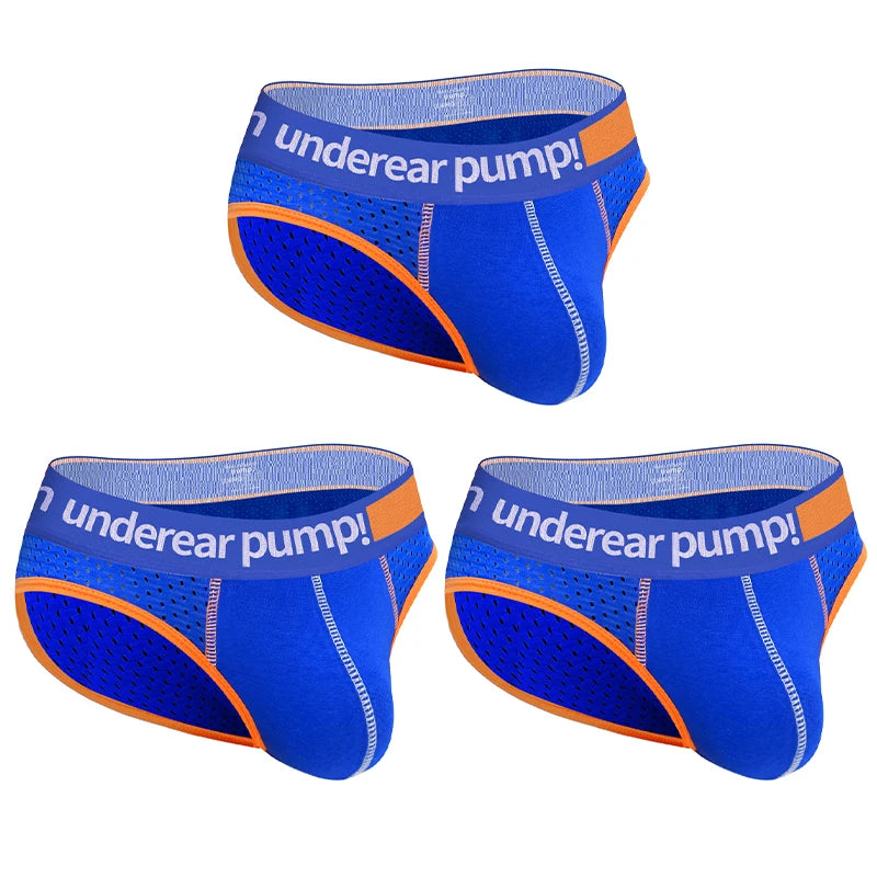 3 PCS Men's Mesh Briefs U Convex Pouch Elastic Waistband Breathable Colorful Sexy Underwear