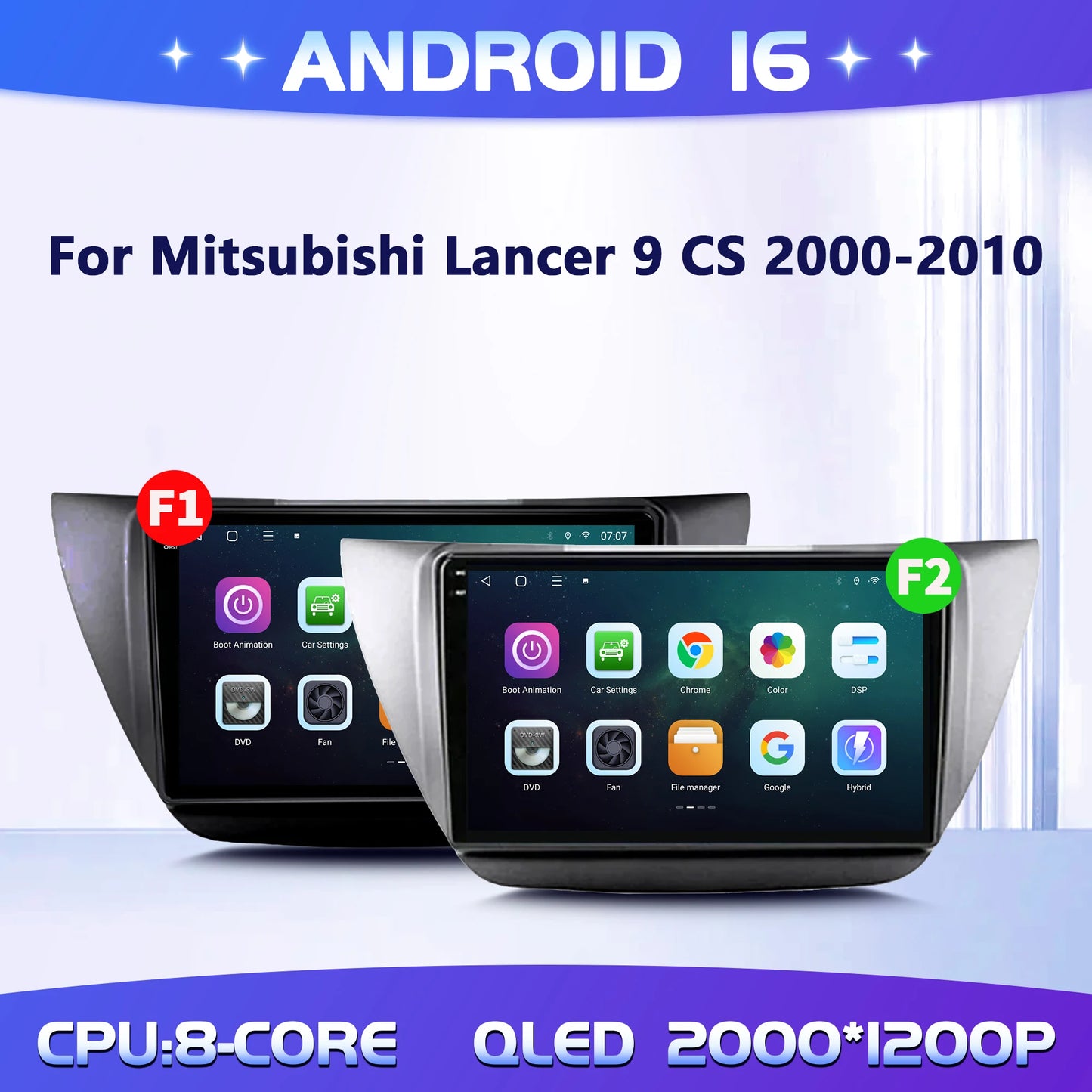 9" For Mitsubishi Lancer 9 CS 2000-2010 Car Radio 2K QLED Screen Android 16 Wireless BT Carplay Touch 4G WIFI