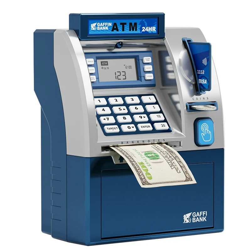 Kids Piggy Bank Saving Money Box ATM Bank Smart Credit Card Coin Cash Counting Automatic Roll Banknote Safe Piggy Bank Toy Gifts