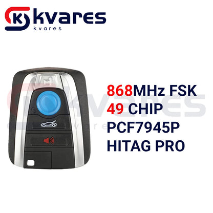 CHWARES 315/433/868 3+1/4 Button Smart Remote Car Key Shell Fob Case For BMW I3 I8 2014 2015 2016 2017 2018 With Uncut Key Blade