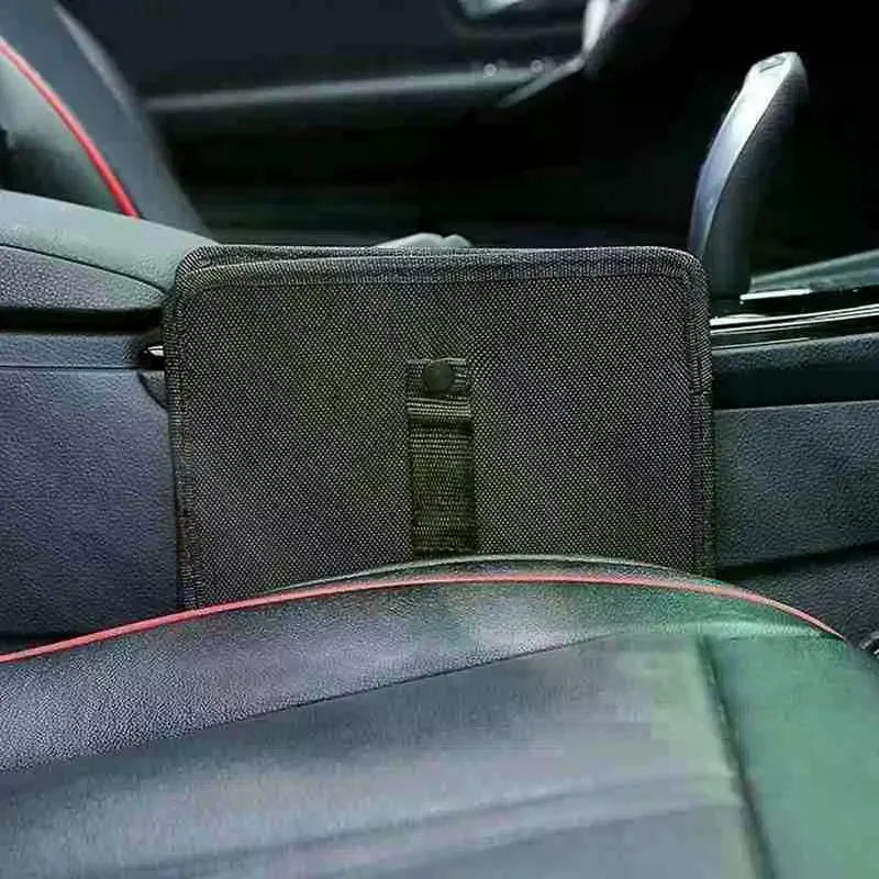 1pc Durable Oxford Cloth Car Trash Can - Multi-functional Folding Hanging Storage Bag, Zipper Compartment, Practical Design