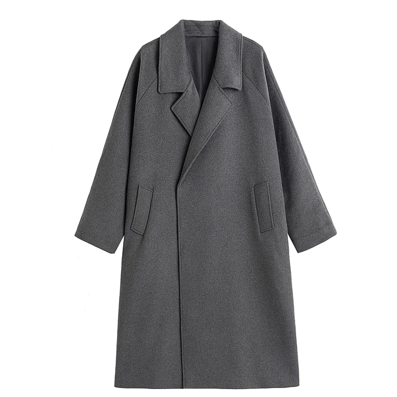 Mauroicardi Autumn Winter Oversized Extra Long Warm Gray Wool Blends Coat Men Sashes Raglan Sleeve Luxury Woolen Overcoat 2024