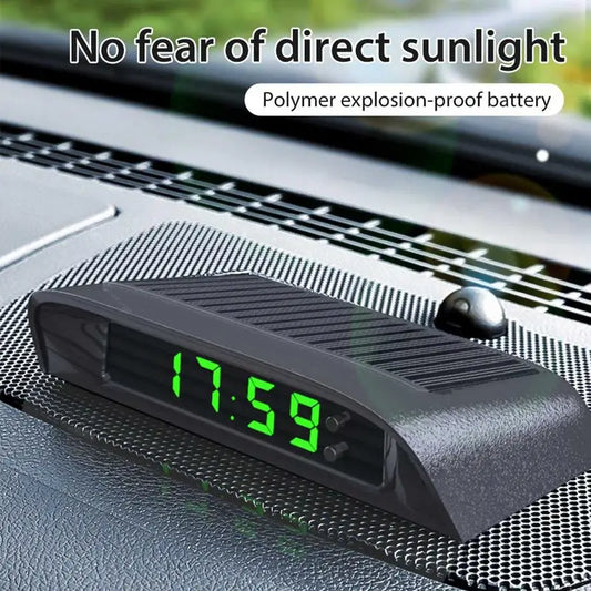 Solar Clock for Car Luminous Car Digital Clocks Vehicle Adhesive Clock Watch for Automobile Vehicles Car Interior Decoration