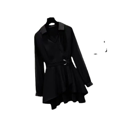 Slimming Effect Long Sleeve Women's Shirt Waist Cinching Fashionable plus Size Summer Shirt Polyester Material Casual Style