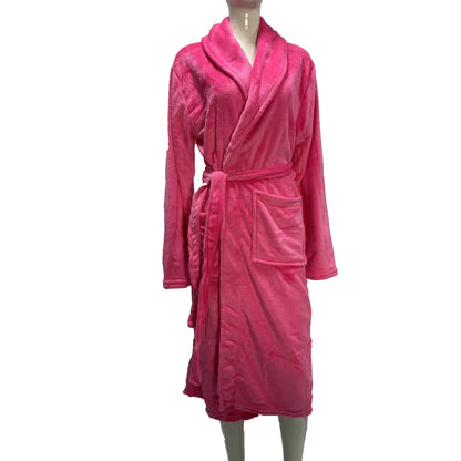 ex Thi Coral Fce Robe Long Flannel Pajamas Autumn Winter Home Clothes Air Conditioning Morning Gown Couple Pyjamas
