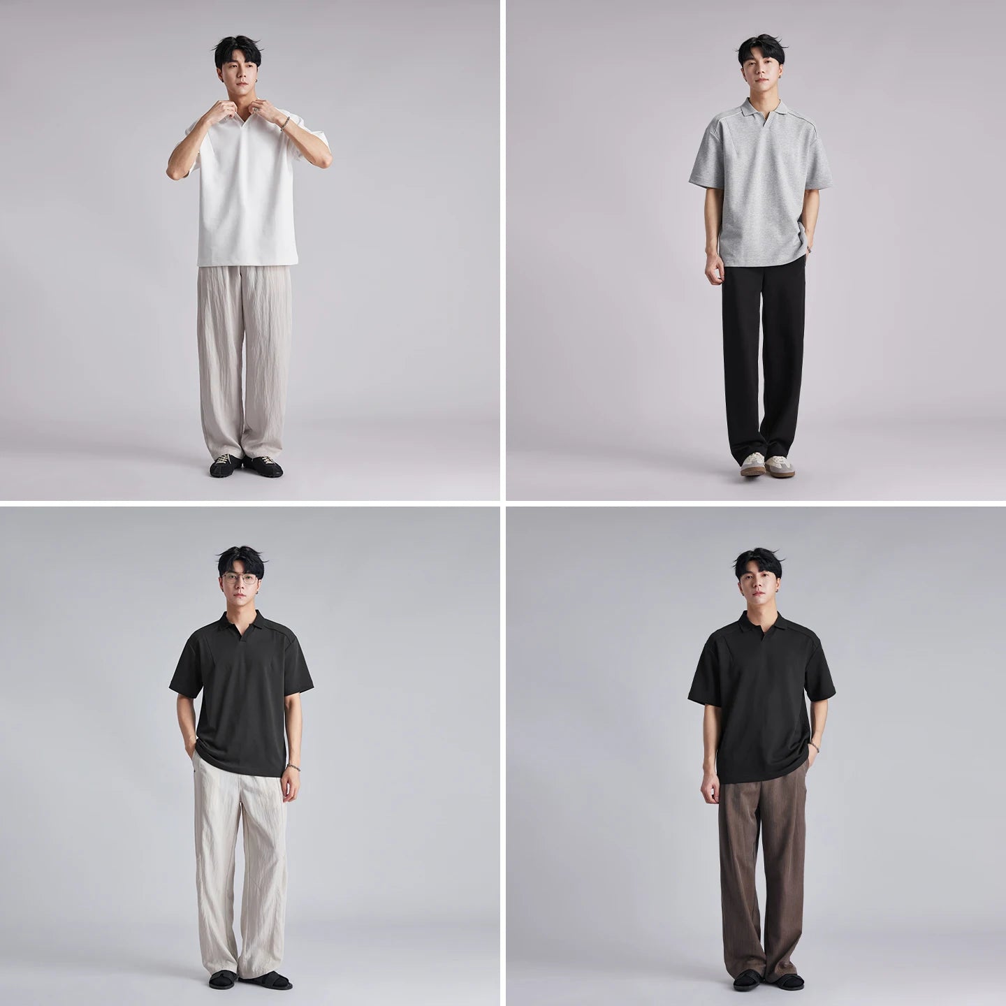 Fashion Men Solid V Neck Polo Shirts 2026 Summer Air Cotton Luxury Old Money Style Short Sleeve Tops Casual Versatile Tees