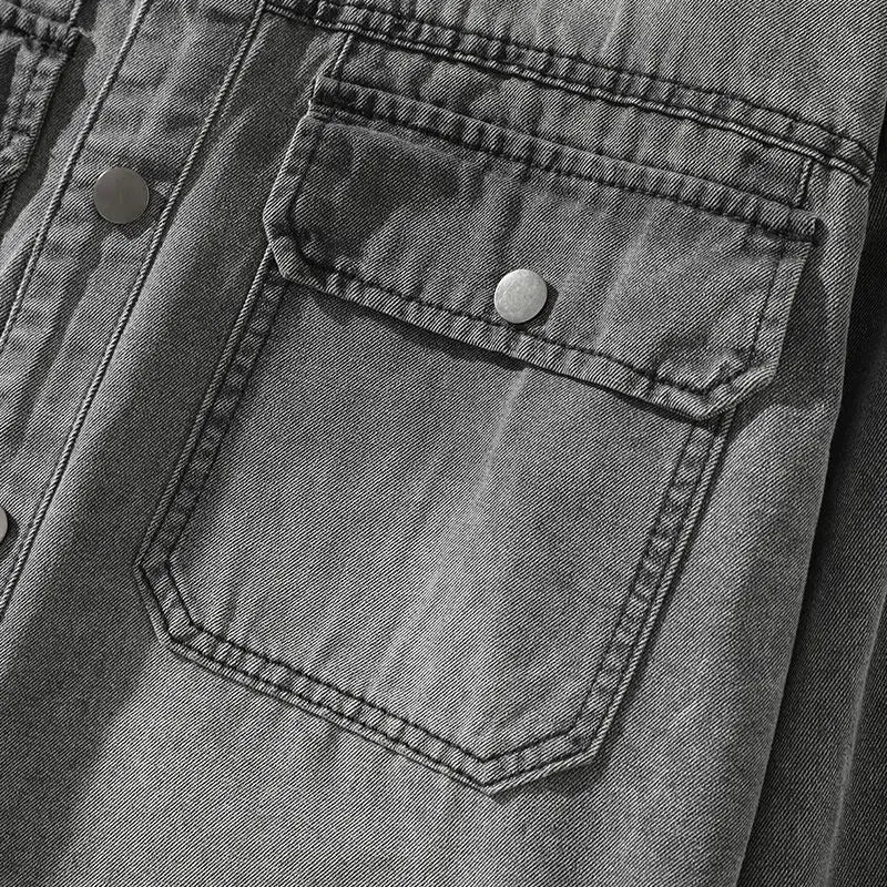 Spring Autumn New Denim Cotton Men Shirt Long Sleeve Button Pockets Cowboy Loose Casual Work Male Denim Shirts Retro Cardigan