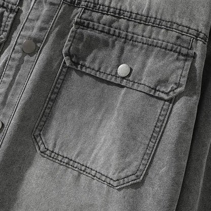 Spring Autumn New Denim Cotton Men Shirt Long Sleeve Button Pockets Cowboy Loose Casual Work Male Denim Shirts Retro Cardigan