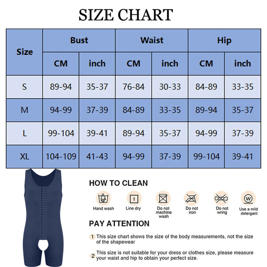 Men's Compression Shapewear  Tummy Control Full Body Shaper Slimming Bodysuit with Open Crotch for Post Surgery Recovery