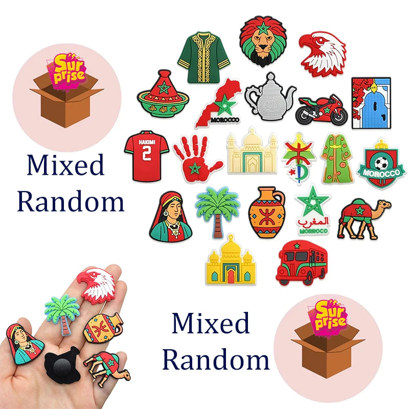Morocco Hakimi 2 Jersey Shoe Charms, Soccer Team Eagle Lion Shoe Pins for Croc, Best Football Fan Gift