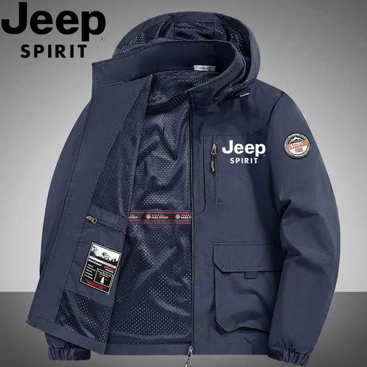 Jeep new high-quality 2026 men's windproof and waterproof lightweight multi-pocket fleece jacket, suitable for spring and autumn
