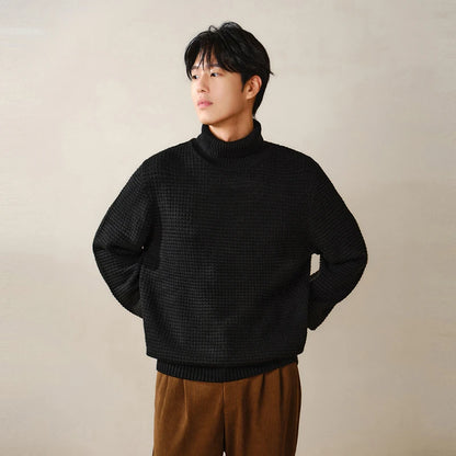 Semir Men High Neck Inner Wear 2024 New Winter Sweater Textured Cable Knit Base Layer Sweater Solid Color Knitted Sweater