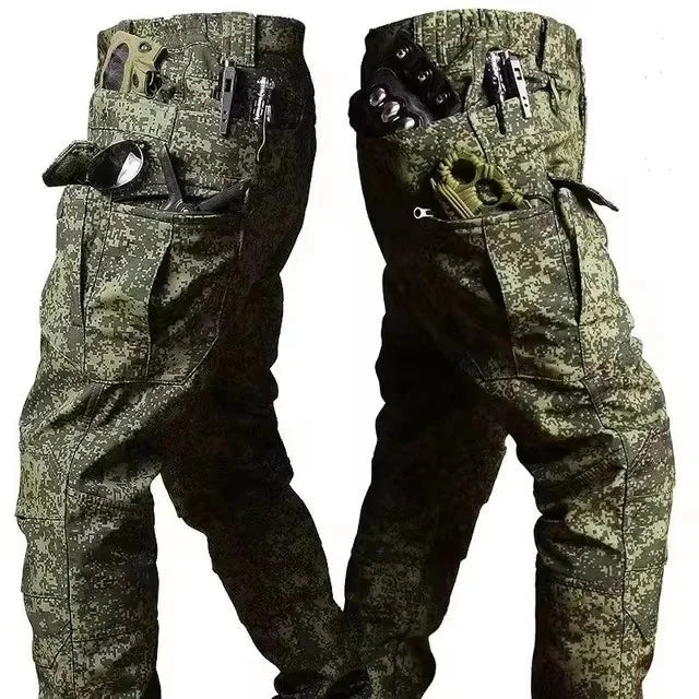 Autumn and Winter Tactical Camouflage Pants Men's Shark Skin Soft Shell Work Pants Outdoor Multi Pocket Windproof Combat Pants