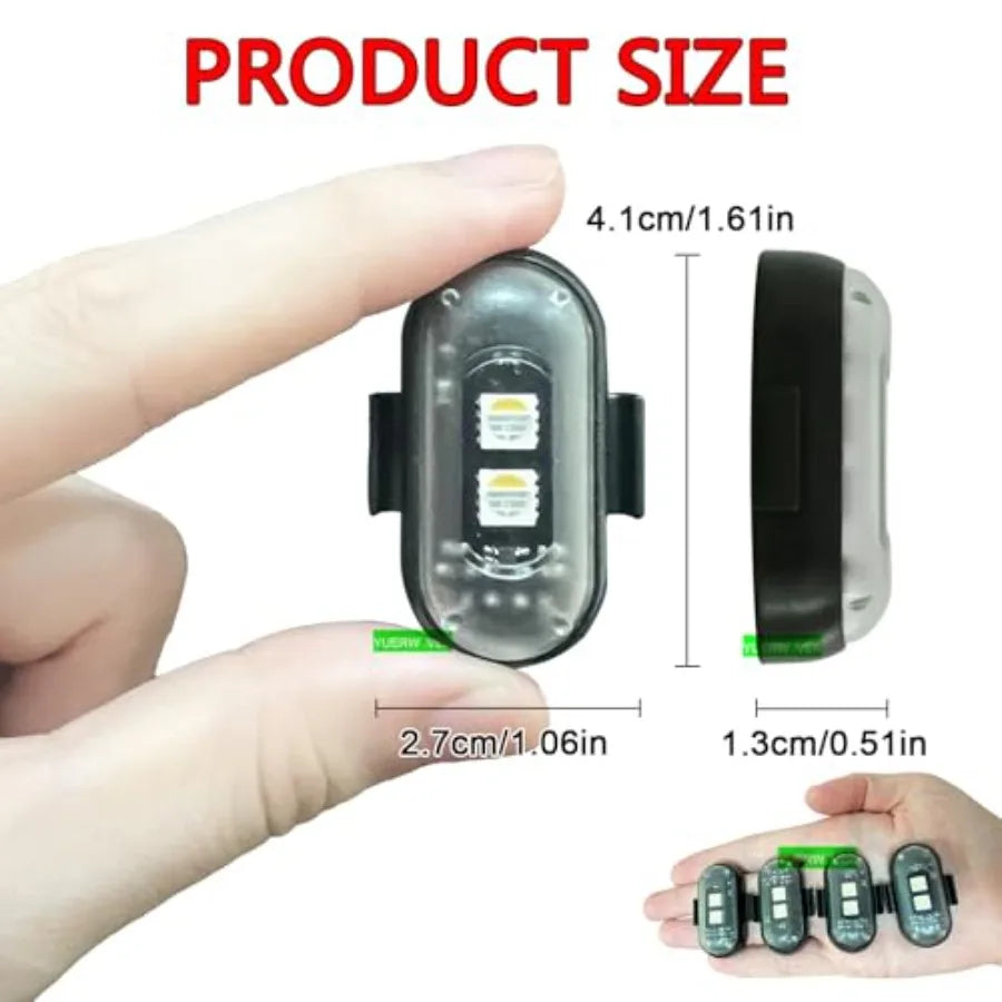 Wireless Strobe Lights with Remote Control Motorcycle Car LED 8 Colors Anti-Collision USB Charing Waterproof Interior Emergency