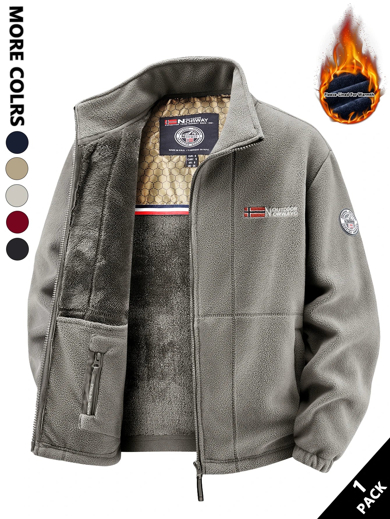 Men's Fleece Jacket, Soft and Skin-Friendly, Heat-Retaining and Wind-Resistant, Suitable for Daily Commuting, Home Leisure, Outdoor Walking, Casual Gatherings with Friends, Layering in Autumn and Winter, and Short Trips