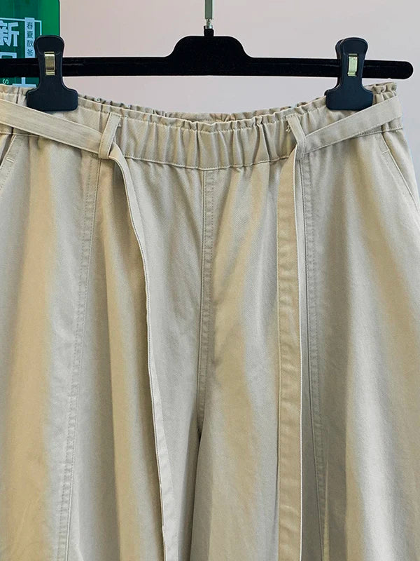 High Waist Straight Leg Cotton Cargo Pants Women's plus Size Loose Fit Casual Trousers Retro Style Spring Fashion Ladies' Wear