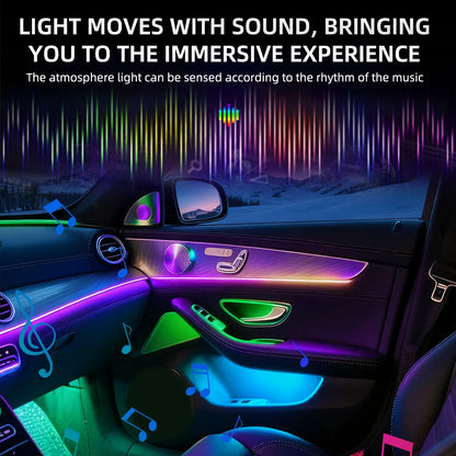 6/10/14/18in1 Led Acrylic Car Waterfall Lamp Ambient Light 213 Rainbow Color Symphony APP Remote Controll Atmosphere Lamp Kit