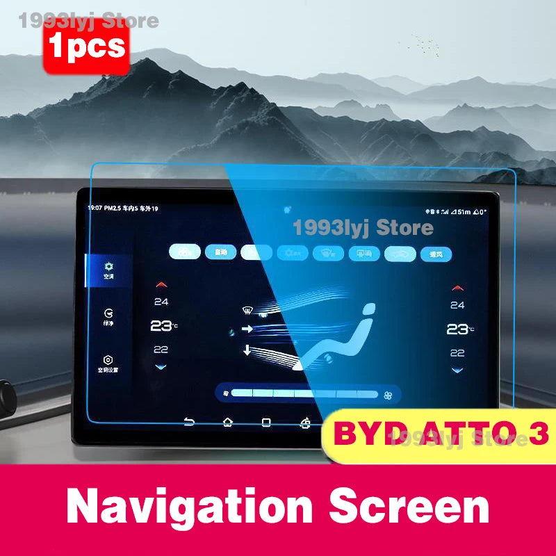 For BYD Atto 3 Yuan Plus Tempered Glass Car Interior Navigation Entertainment Media Touch Center Display Screen Protective Film