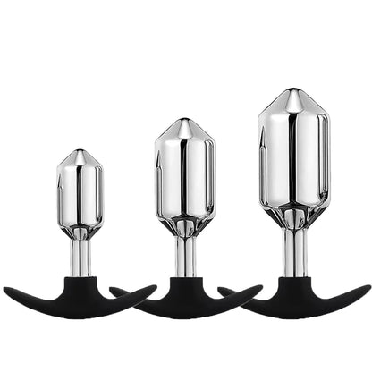 Metal Anal Beads Butt Plug Set Small Medium Large Anal Plug Silicone Base Wearable Sex Toy For Man Woman
