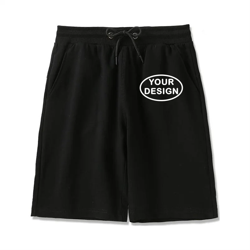 Summer New Men's Pure Cotton Shorts With Custom Printed Embroidery LOGO Outdoor Loose Drawstring Casual Shorts