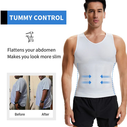 2pcs Men's V Neck Compression Shirt for Body Shaper Slimming Vest Tight Tummy Underwear Tank Top