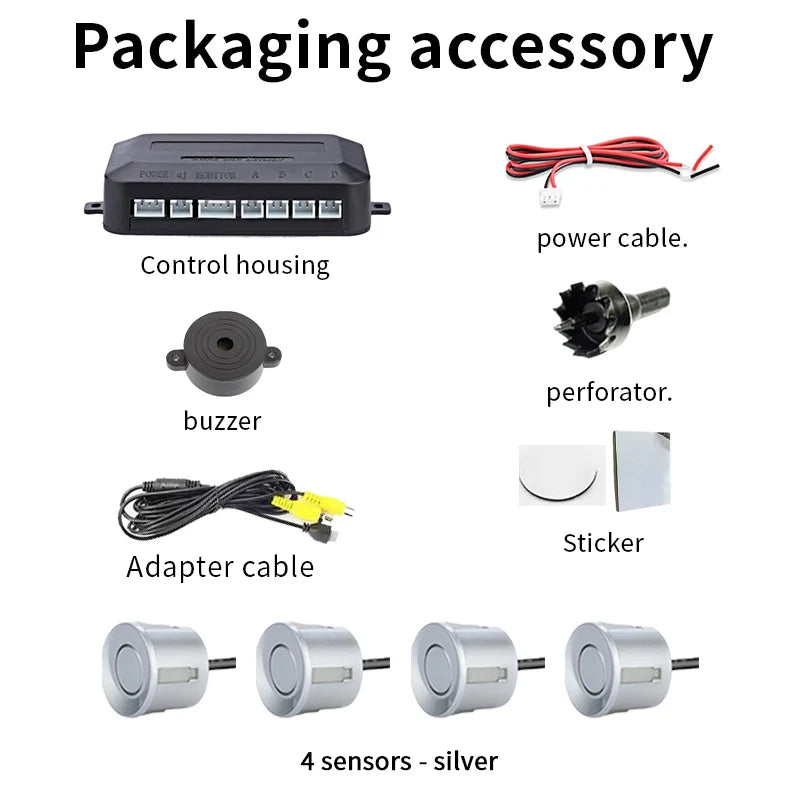 Rear View Parking Sensor System 4 Waterproof Sensors 22mm AHD/CVBS Compatible Display Car Safety Radar For Vehicle Truck Van RV
