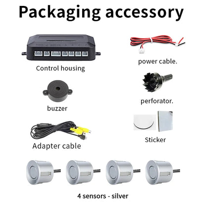 Rear View Parking Sensor System 4 Waterproof Sensors 22mm AHD/CVBS Compatible Display Car Safety Radar For Vehicle Truck Van RV