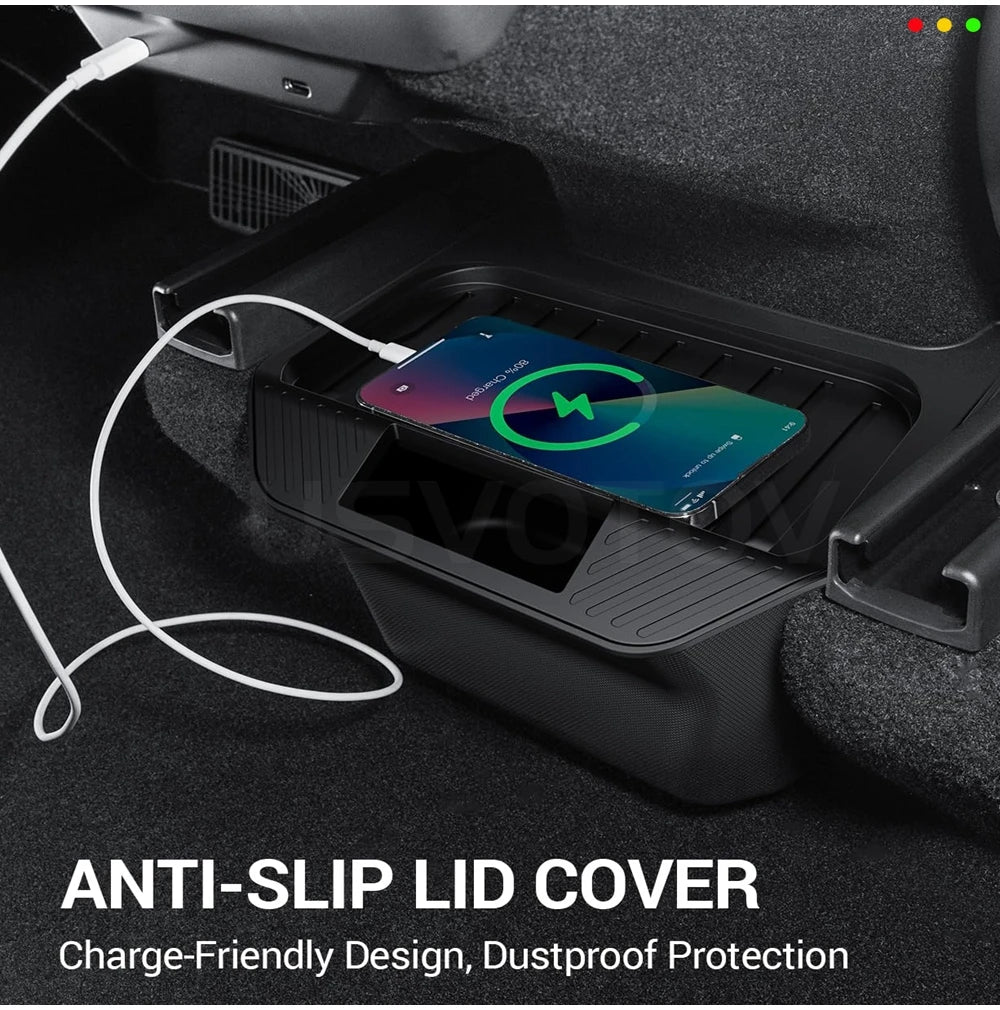 2025 2026 for Tesla Model Y Juniper Trash Can Rear Center Console Organizer Backseat Storage Box with Lid Floor Pads Accessories