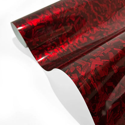 Glossy Red Forged Carbon Fiber Vinyl Wrap Film Self Adhesive Waterproof Decal Sticker For Car Motorcycle Scooter Auto Accessorie