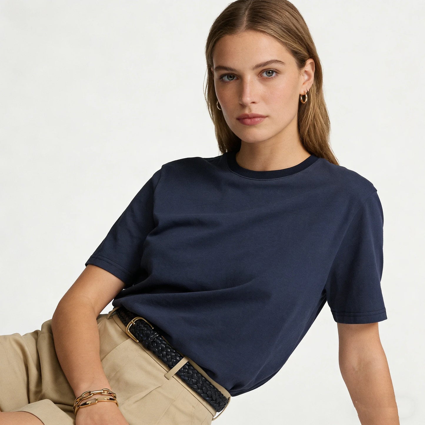 Polo women clothes for woman mens t shirt tops for woman Embroidered round neck T-shirt versatile casual couple style shirts