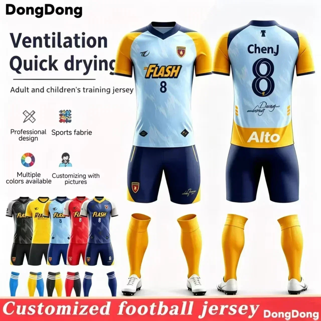 Custom Sublimation Printing Football Jersey Polyester Soccer Uniform Club Team Football Uniform Breathable Soccer Jersey For Men