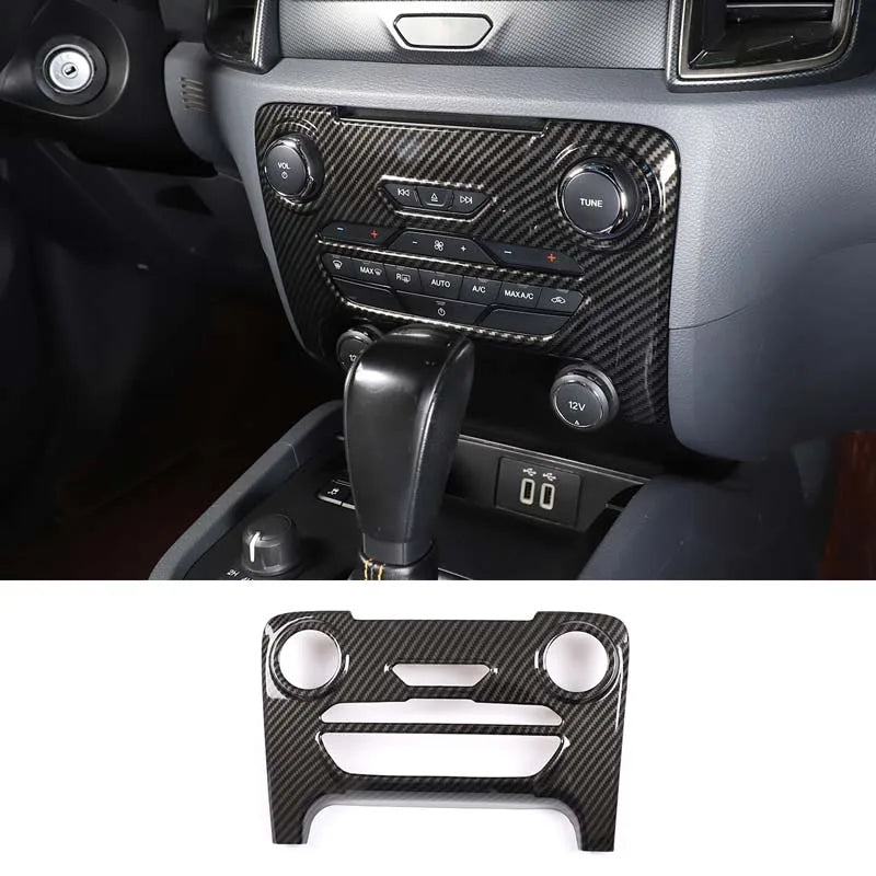 ABS Carbon Fiber For Ford Ranger Wildtrak 2015-2021 Car Center Control Shift Panel Steering Wheel Glass Lift Frame Sticker