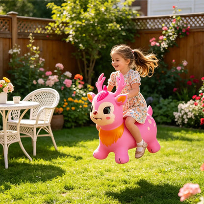 Bouncy Horse Horse Ride On Inflatable Bouncer Kids Jumping Hopping Animal Toys For Outdoor Home Preschool Classroom Playroom