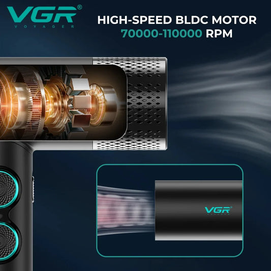 VGR Leafless Hair Dryer Professinal Quick Dry 110000RPM Powerful Hair Dryer Brushless Direct Current Hair Dryer for Salon V-401