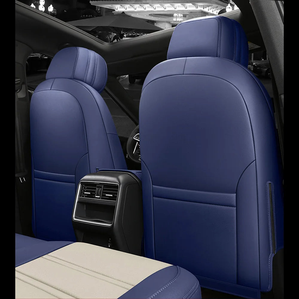 For Tesla Model Y 2020 2021 2022 2023 2024 2025 PU Leather Custom Car Seat Covers Full Set Interior Protector Accessories