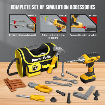 Kids Toolbox Kit Simulation Repair Tools DIY Toy Drill Plastic Game Learn Engineering Puzzle Educational Toys Gifts For Boys