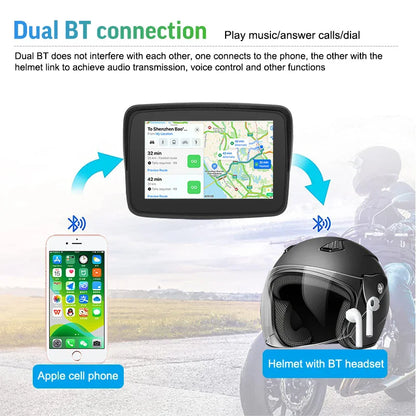 GPS Navigation Motorcycle GPS Waterproof IP67 GPS Nivigator with Carplay Display Motorcycle Wireless Android Auto GPS Navigator