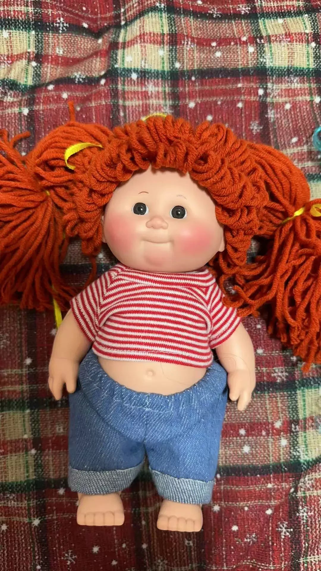 Afu Cute Chubby Face Full Vinyl Cabbage Patch Doll Curly Hair Handmade Collectible Toy For Adult Collection Home Decor