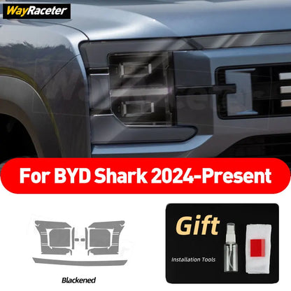 Car Headlight Protective Film Transparent Smoked Black TPU Sticker For BYD Shark 6 2025 2026 Off Road 4X4 Exterior Accessories