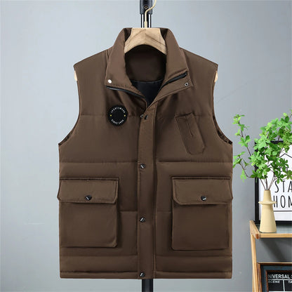 Winter Thick Vest Men 10XL 11XL Plus Size Vests Winter Padded Vests Male Fashion Casual Solid Color Sleeveless Jacket Big Size