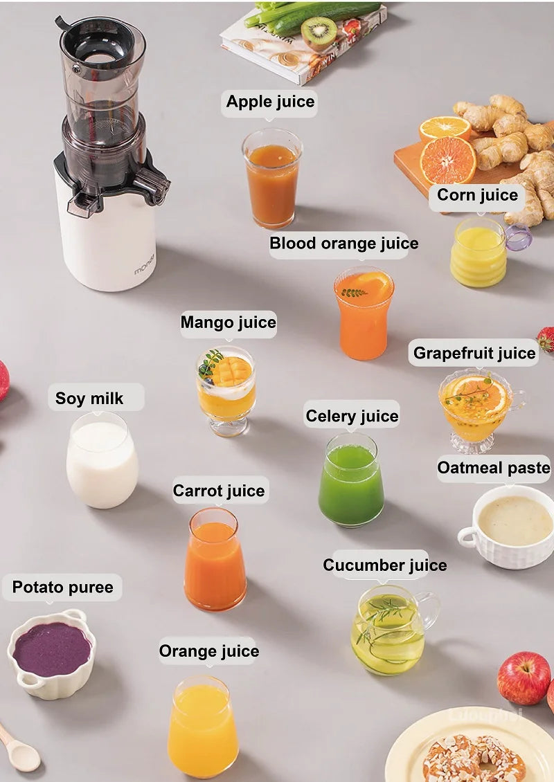 200W Electric Slow Juicer Automatic Large Caliber Original Juicer Orange Celery Juicer Residue Juice Separation Fruit Juicer 2L