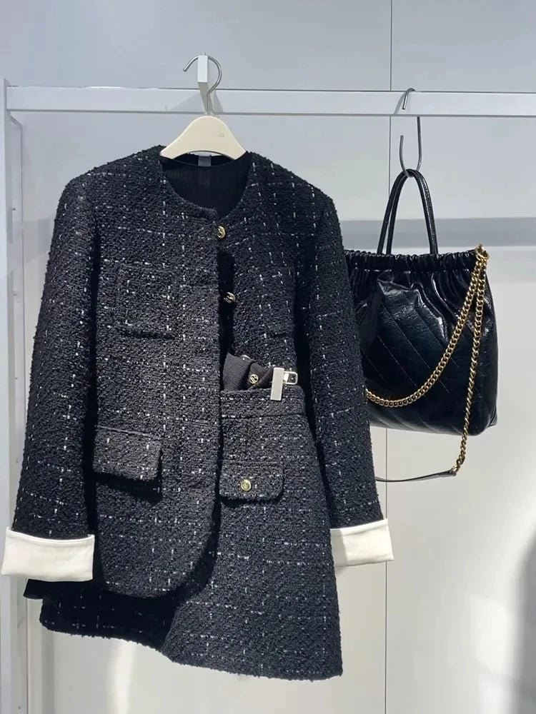 Korean Style Autumn Winter New Ladylike Outerwear Skirt Set Women's Fashion Two-Piece Suit Casual Style Versatile Audience